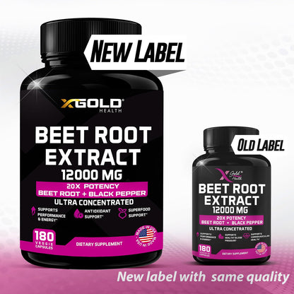 Beet Root Extract Capsules - 12000mg 20x Concentrated Beet Root Capsules Supplement X Gold HealthUS supplements