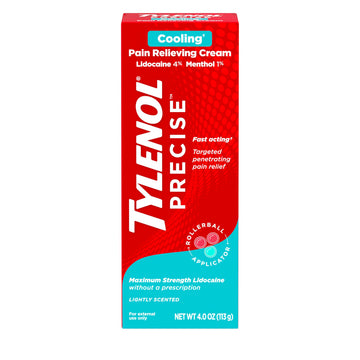 Tylenol Precise Cooling Cream, Strong Pain Relief with Fast-Acting Sensation, 4% Lidocaine, 1% Menthol, Maximum OTC Strength Relief for Back, Muscle & Joint, Numbing Cream Rollerball Applicator, 4 oz TylenolAu supplements