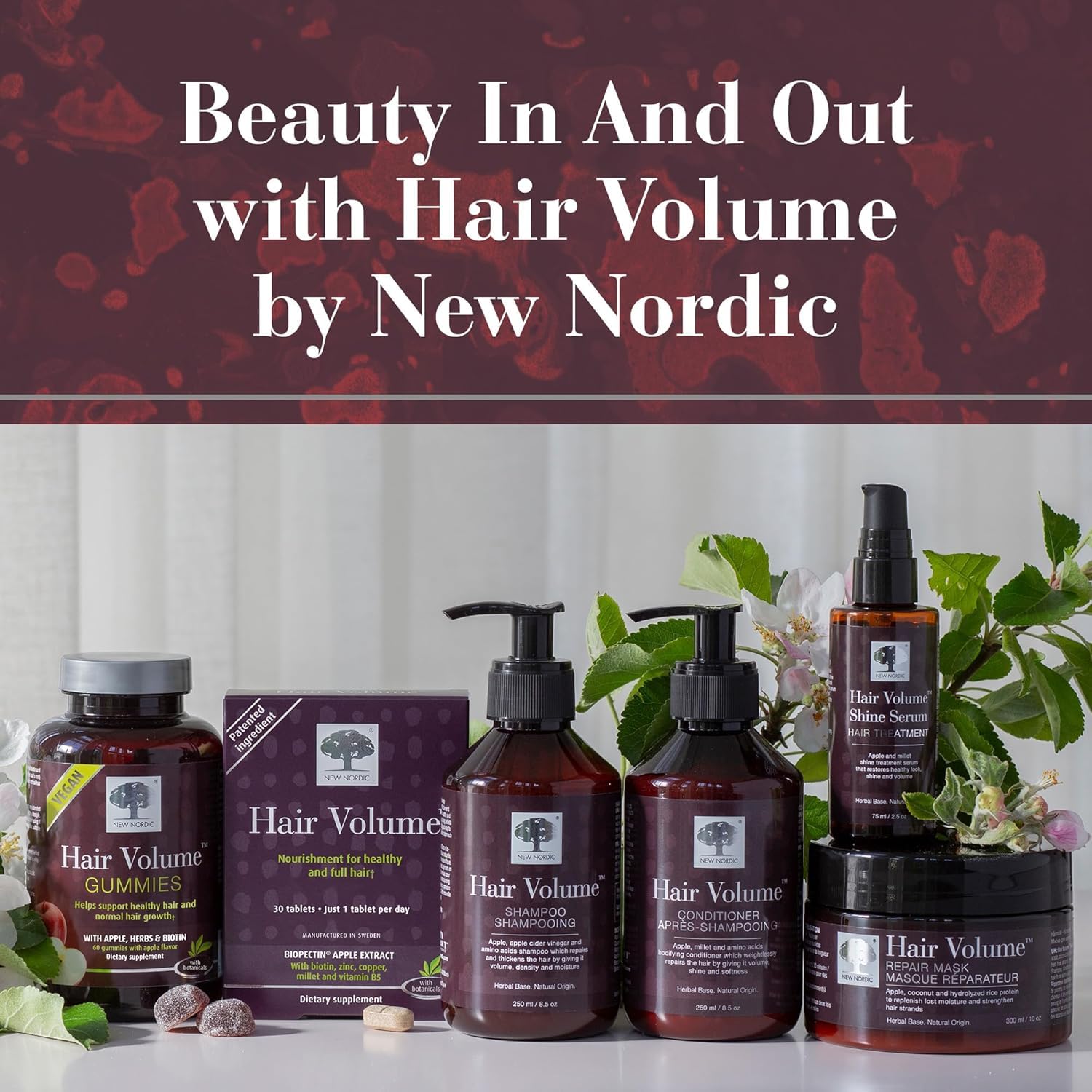 New Nordic Hair Volume Menopause, Supports Healthy Hair Growth During and After Menopause, Pine Bark and Annurca Apple Extract, 30 Tablets NEW NORDICAu supplements