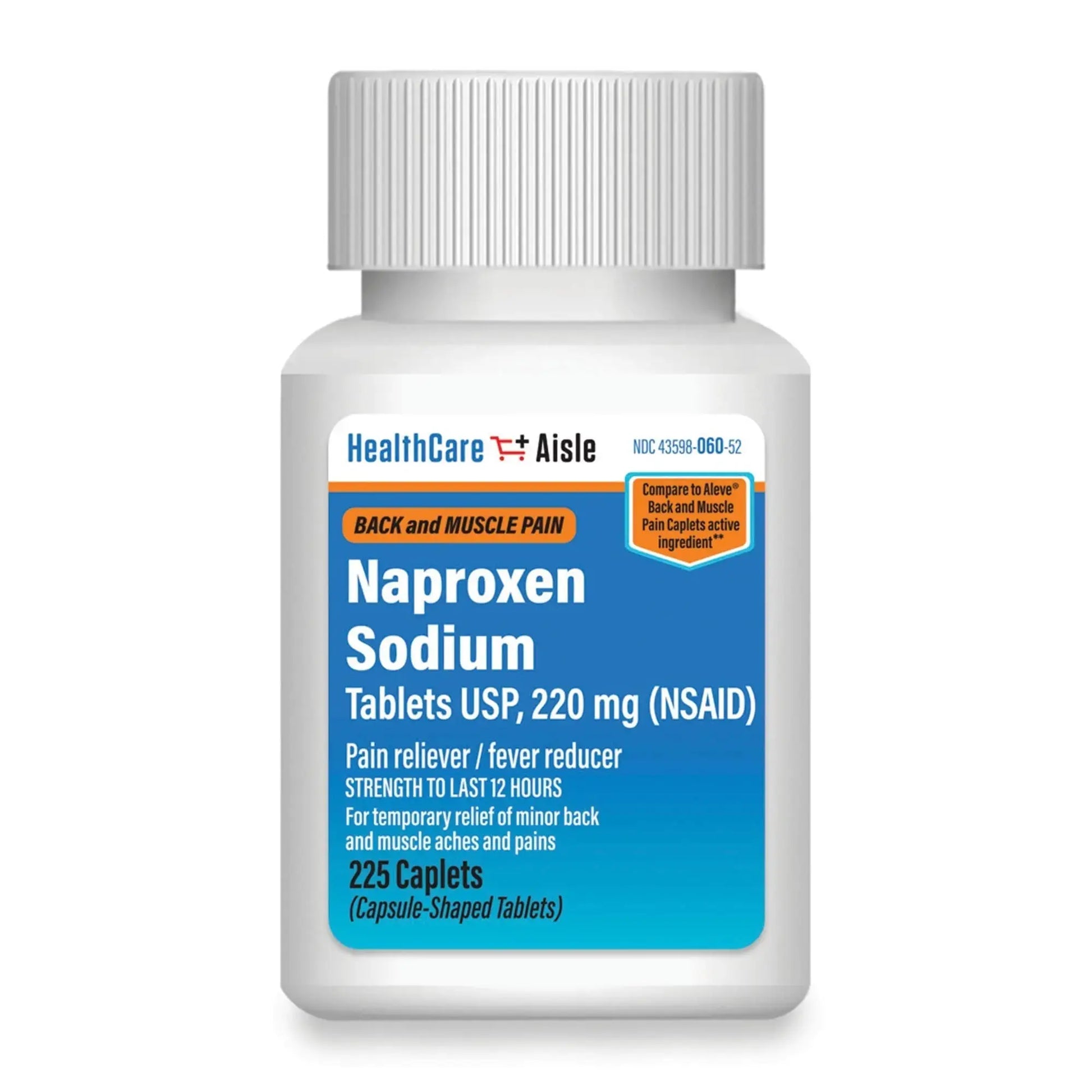 HealthCareAisle Naproxen Sodium, 220 mg - 225 caplets - Back and Muscle Pain Reliever, Up to 12 Hours of Relief HealthCareAisleAu supplements