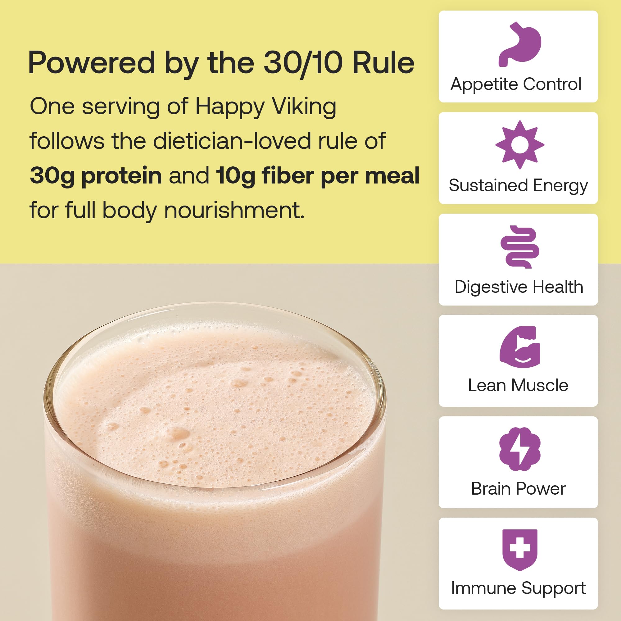 Happy Viking Plant-Based Protein Powder +100 Superfoods Vanilla Meal Replacement Shake, Created by Venus Williams, 30g Plant Protein, 10g Fiber, Vegan, Gluten-Free, Non-GMO, 15 Meals