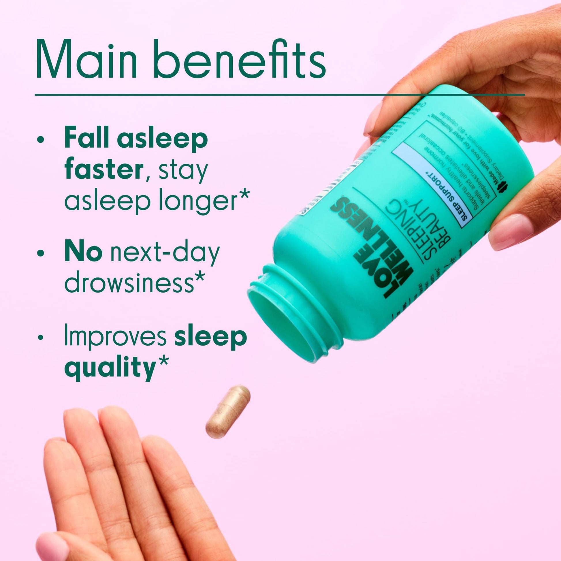 Love Wellness Sleeping Beauty | Sleep Support with Melatonin, Magnesium & L-Theanine | Promotes Restful Sleep, Relaxation & Calmness | Organic Valerian Root Powder & Lemon Balm | 60 Count Love WellnessUS supplements