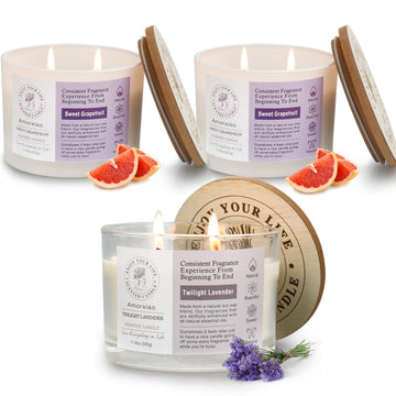 3 Pack Candles for Home Scented, 34.8 oz 240 Hour Long Lasting Candles Set, Grapefruit &Lavender ROSIANSAu supplements