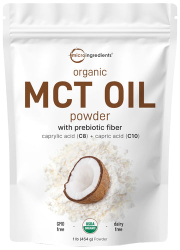 Organic MCT Oil Powder with Prebiotic Fiber,1 Pound(16 Ounce), Fast Fuel for Body and Brain Micro IngredientsAu supplements