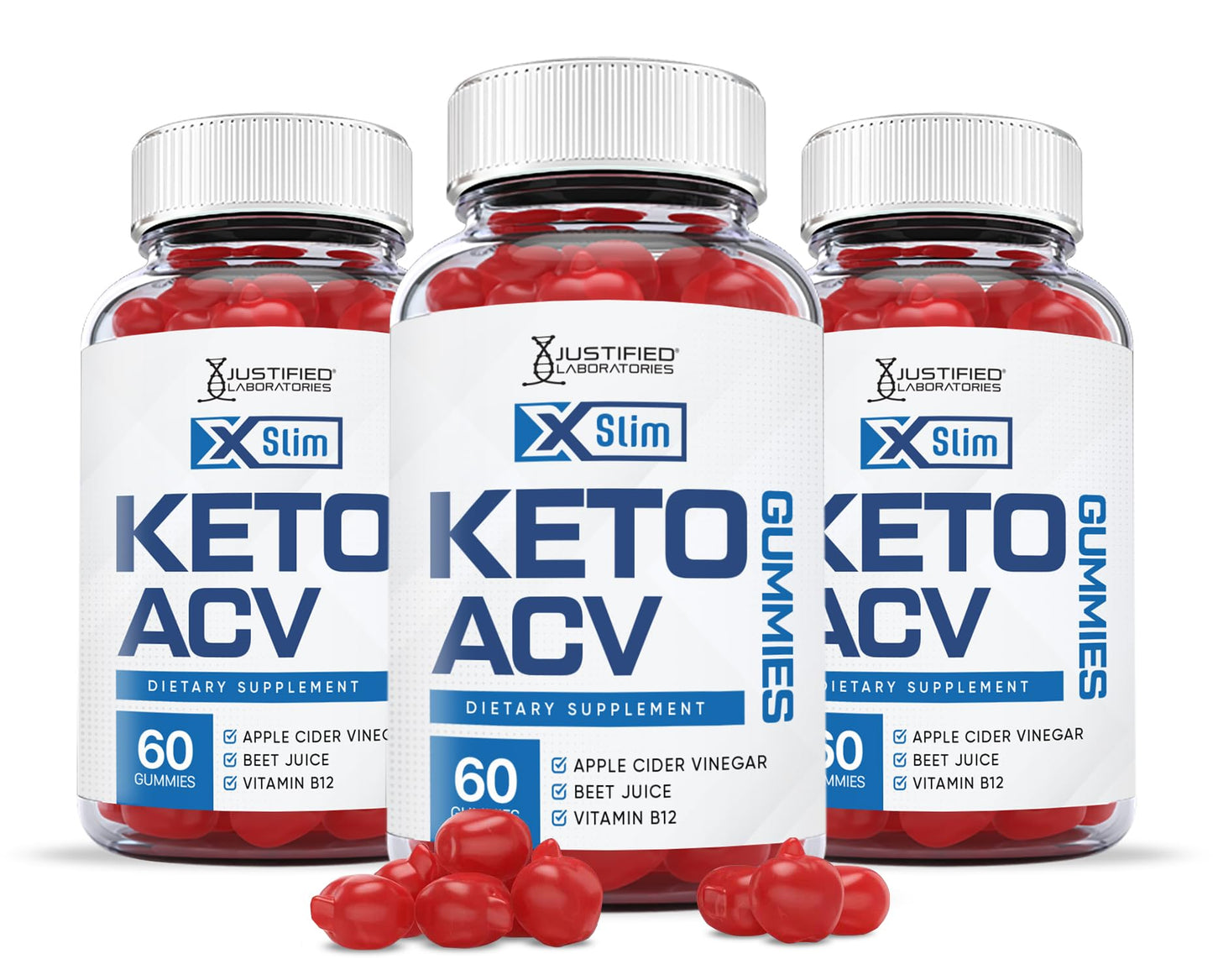 Justified Laboratories (3 Pack X Slim Keto ACV Gummies 1000MG Xslim Vegan Non GMO Justified LaboratoriesUS supplements