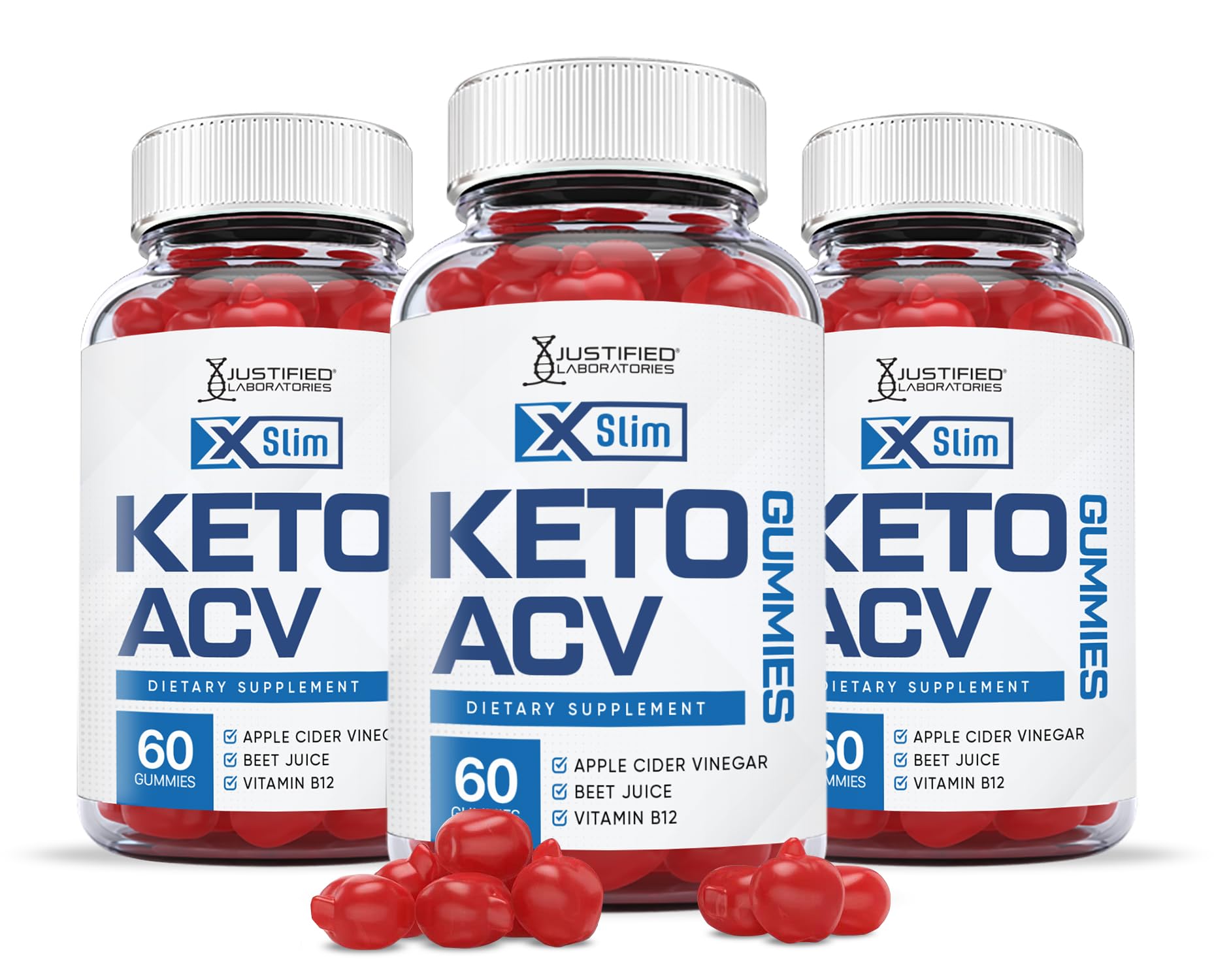 Justified Laboratories (3 Pack X Slim Keto ACV Gummies 1000MG Xslim Vegan Non GMO Justified LaboratoriesUS supplements