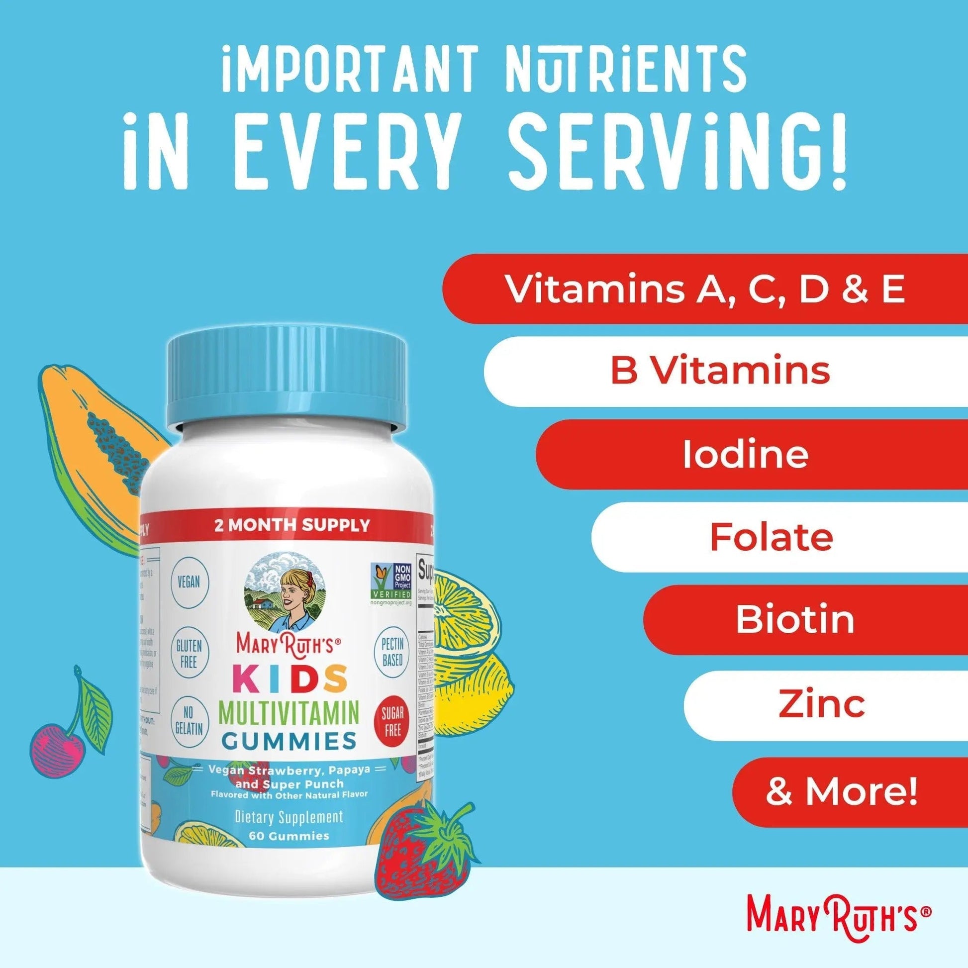 MaryRuth Organics Multivitamin and Probiotic Gummies (Strawberry) for Kids | Clean Label Project Verified® | Vitamins for Gut Health MARYRUTH'SAu supplements