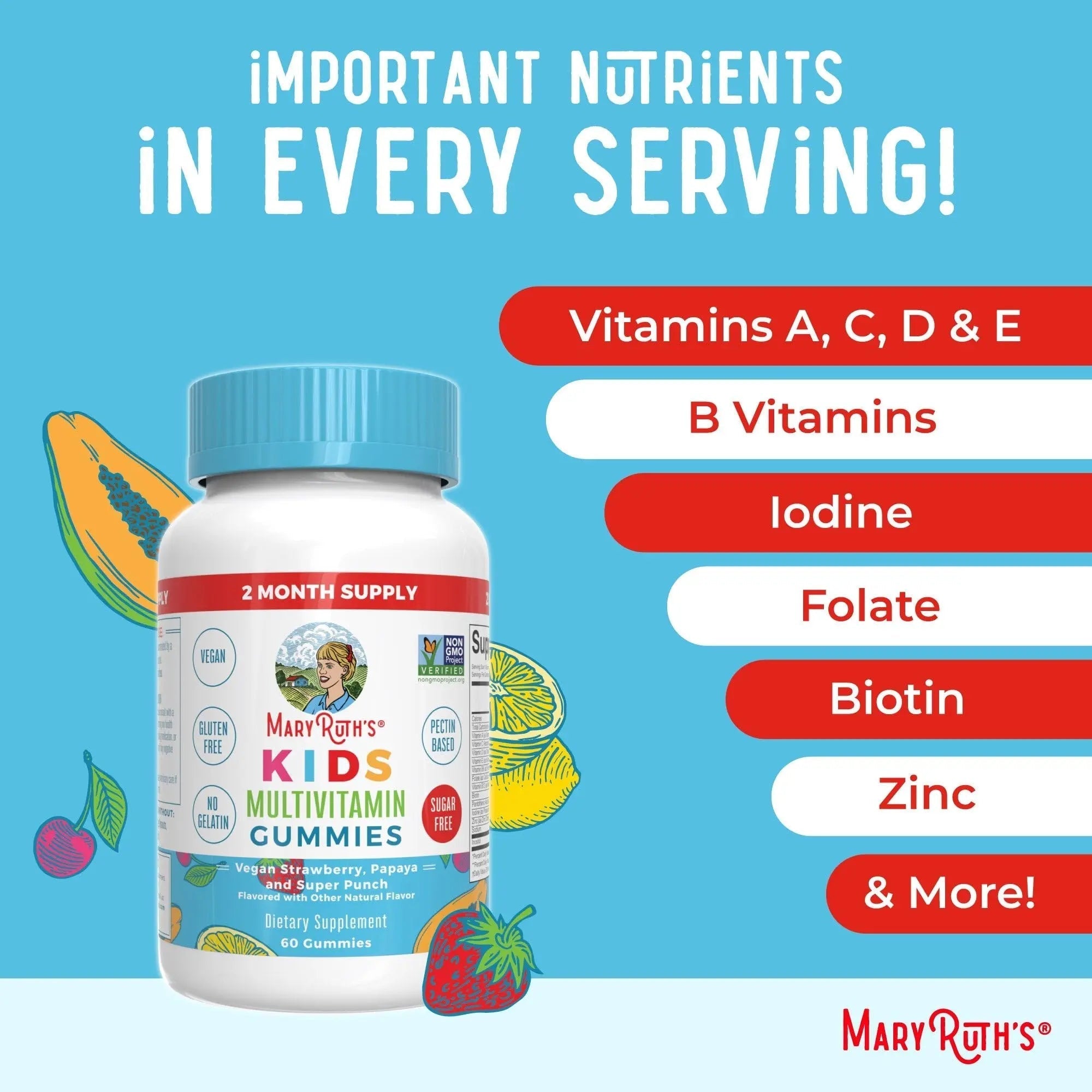 MaryRuth Organics Multivitamin and Probiotic Gummies (Strawberry) for Kids | Clean Label Project Verified® | Vitamins for Gut Health MARYRUTH'SAu supplements