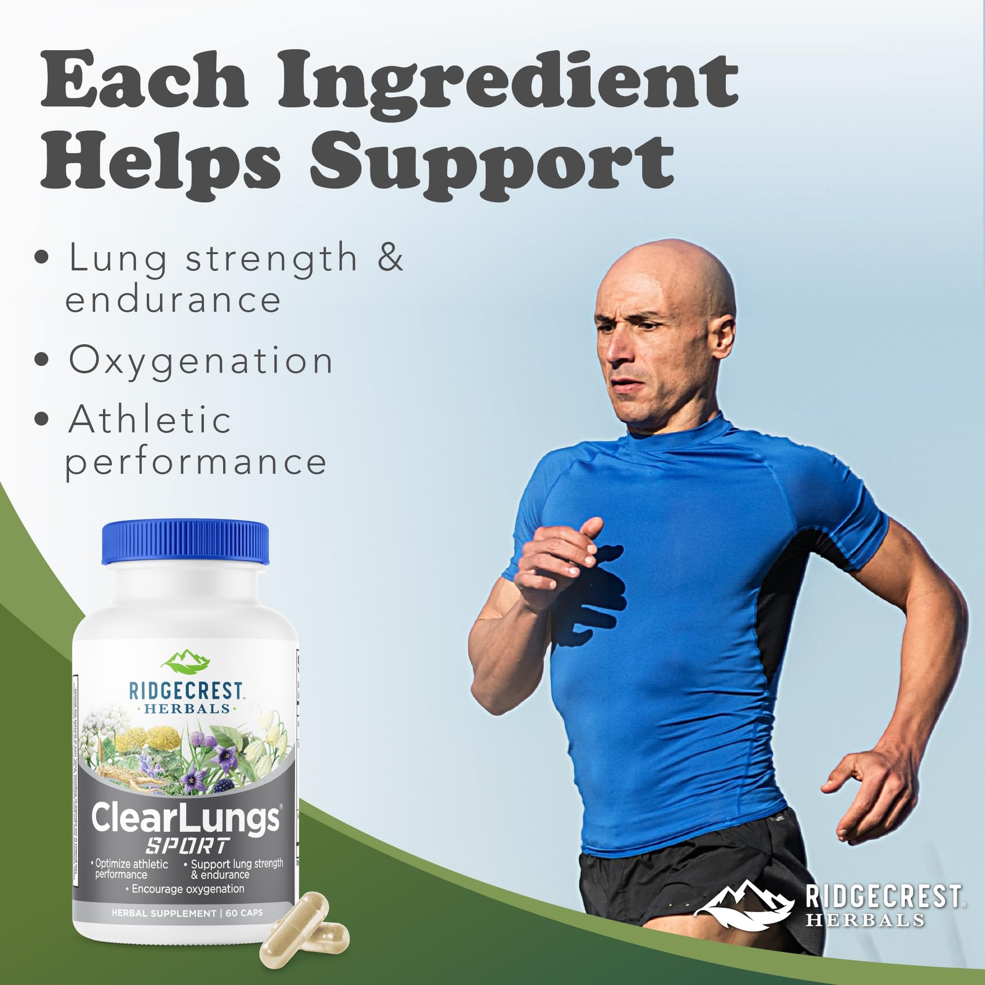 Ridgecrest Herbals ClearLungs Sport, Oxygen Intake and Lung Support Formula with Cordyceps, Rhodiola, Eleuthero (60 Vegan Caps, 30 Serv) RidgeCrest HerbalsAu supplements