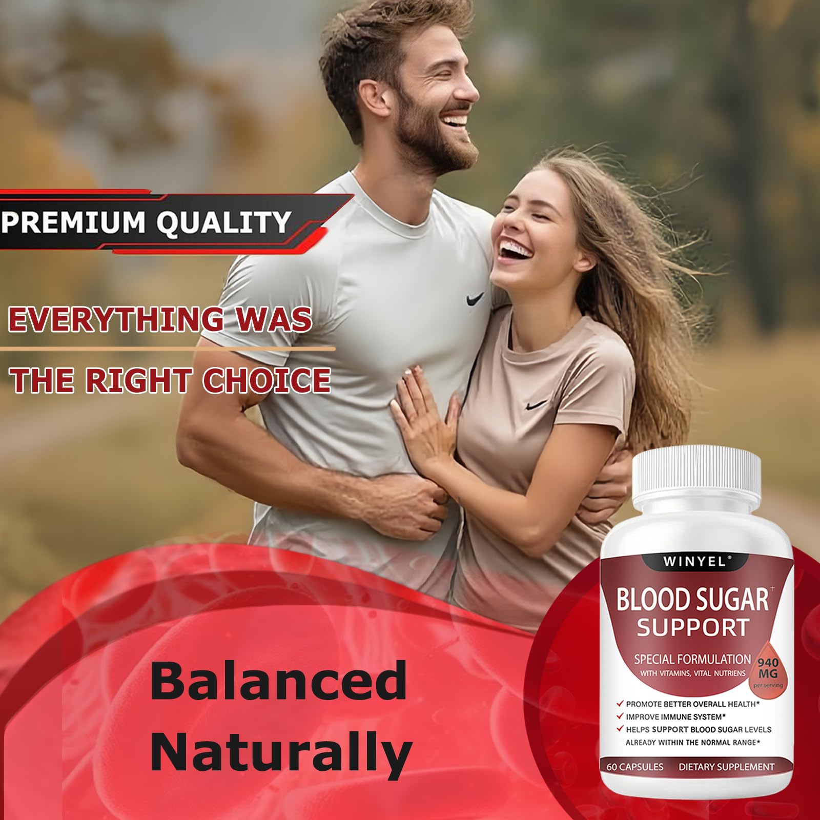 WINYEL Blood Sugar Complex Supplement - with Cinnamon, Bitter Melon, Chromium, Mulberry, Alpha Lipoic Acid, 60 Capsules WINYELAu supplements