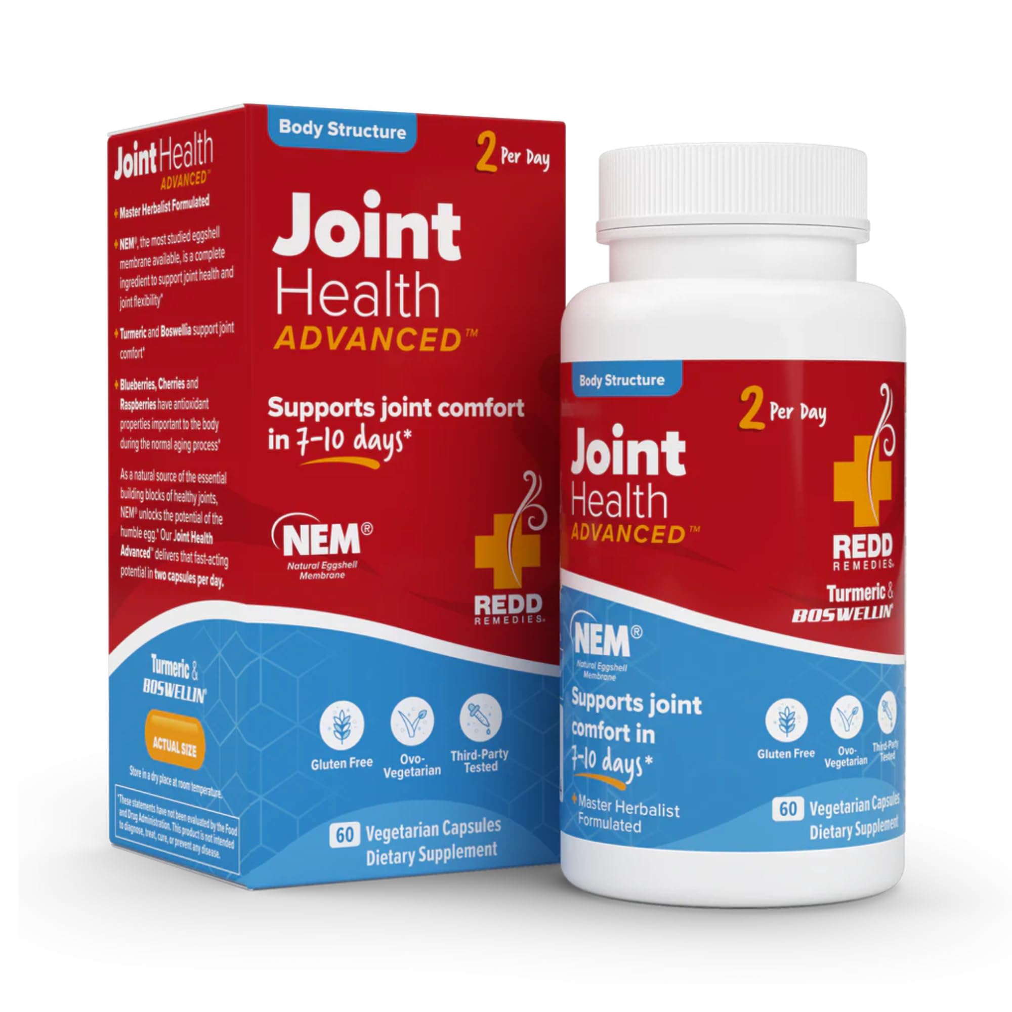 Redd Remedies, Joint Health Advanced, Helps Strengthen Connective Tissue and Cartilage, Fast-Acting Comfort with Boswellia Serrata and Turmeric, 60 Vegetarian Capsules Redd RemediesAu supplements
