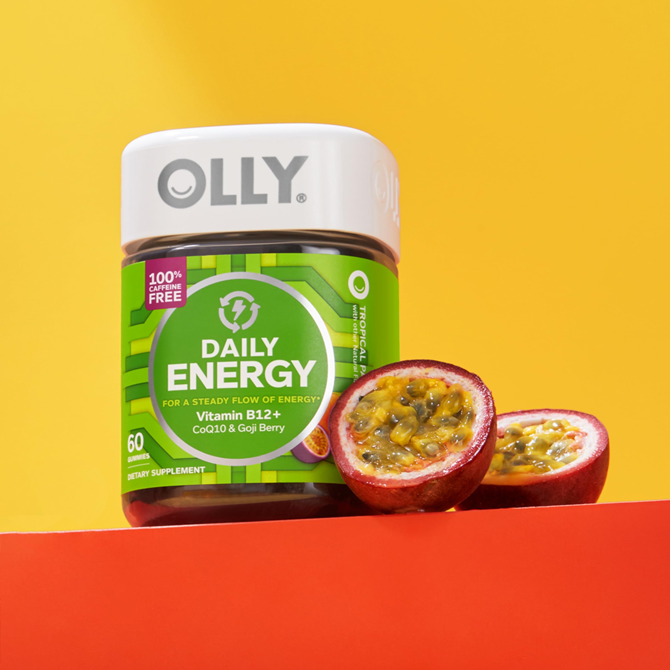 OLLY Daily Energy Gummy, Caffeine Free, Vitamin B12, CoQ10, Goji Berry, Adult Chewable Supplement, Tropical Flavor - 60 Count OLLYAu supplements