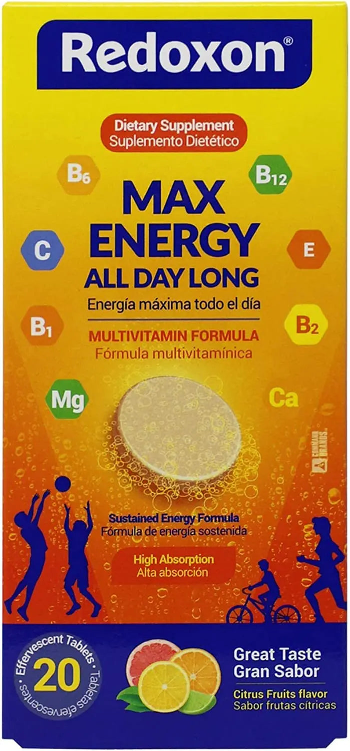Redoxon Max Energy, Helps Support Inmune System, Citrus Flavor, 20 Effervescent Tablets, 2.82 Oz, Box RedoxonAu supplements