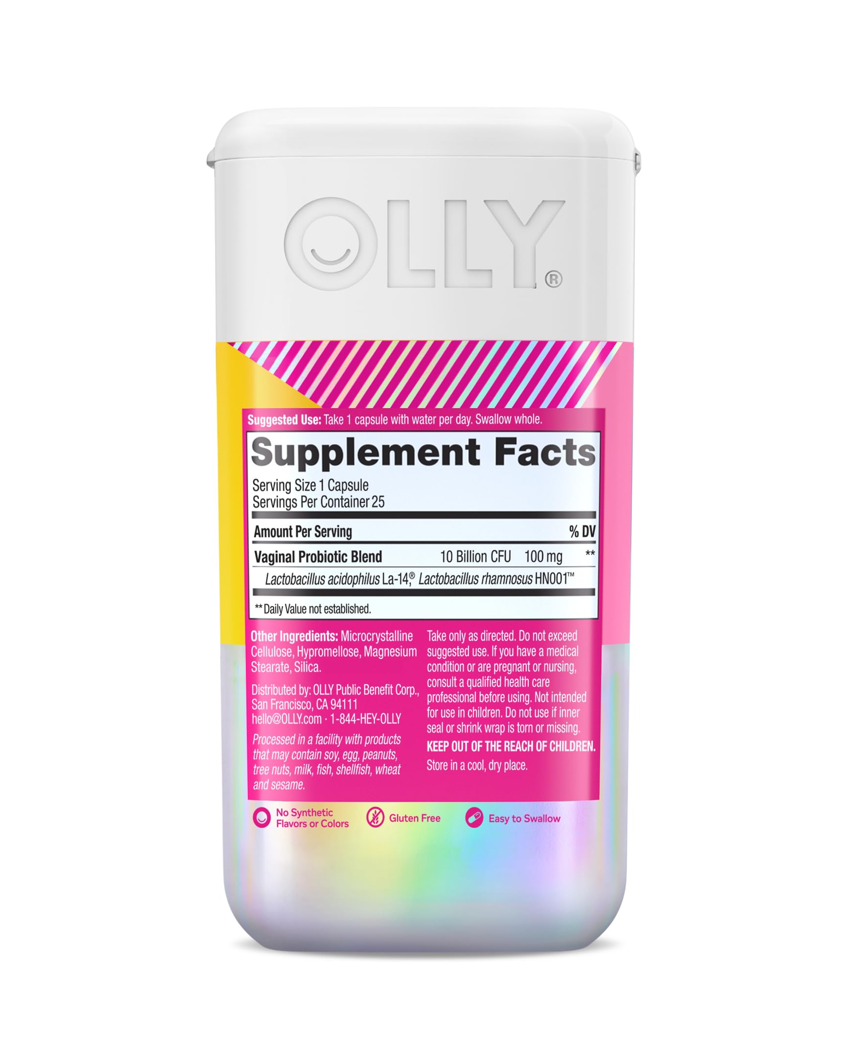 OLLY Happy Hoo-Ha Capsules, Probiotic for Women, Vaginal Health and pH Balance, 10 Billion CFU, Gluten Free - 25 Count OLLYAu supplements