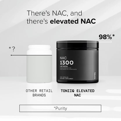Toniiq 1300mg NAC - 4 Month Supply - Min. 98%+ Tested Purity - Ultra High Strength Bioavailable NAC Cysteine Supplement - 240 Vegetarian N Acetyl Cysteine ToniiqUS supplements