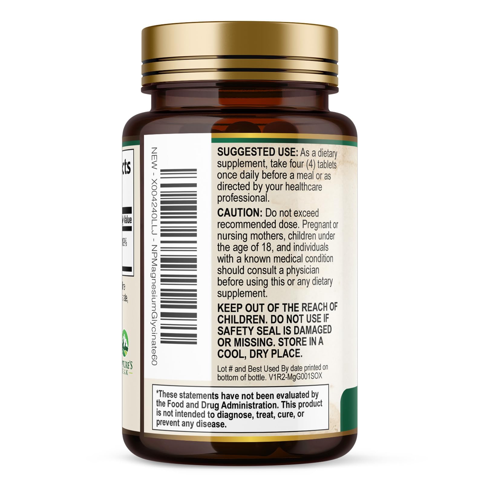 Magnesium Glycinate 500mg Per Serving - High Absorption Chelated Magnesium Supplement for Muscle, Bone and Heart Health Support - Easy Digestion & Gentle on Your Stomach - USA Bottled - 60 Tablets Nature's PeakAu supplements