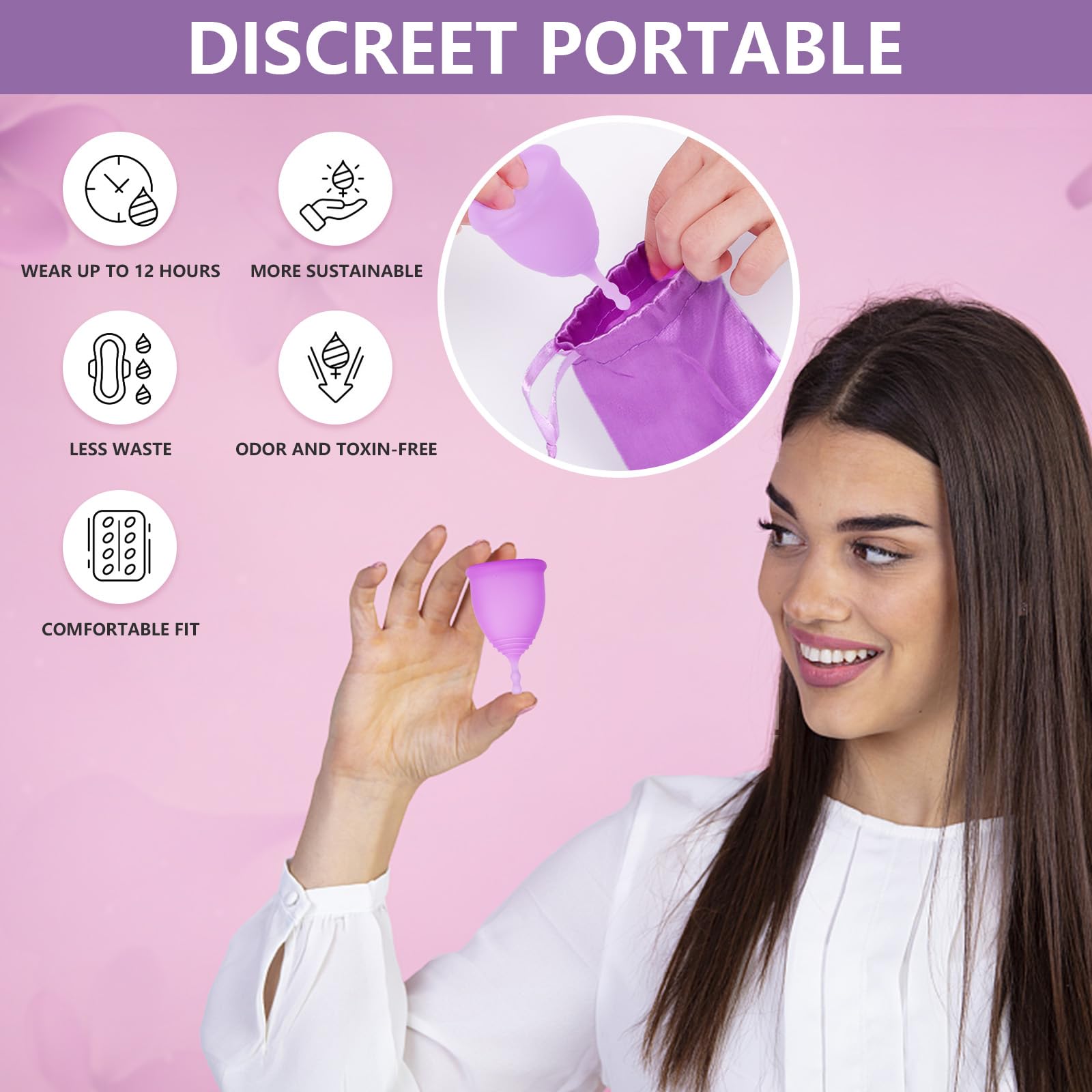 AURUZA Menstrual Cups, Set of 2 Reusable Period Cups Kit for Girls & Women, Silicone Soft Cups AURUZAAu supplements
