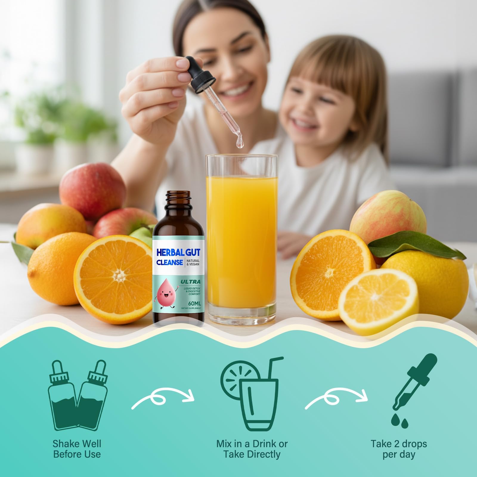 Kids Herbal Gut Cleanse Drops, Parasite Cleanse for Humans Liquid with Wormwood, Black Walnut & Probiotics, Supports Digestive & Overall Gut Health for Children (2 oz) HerbXAu supplements