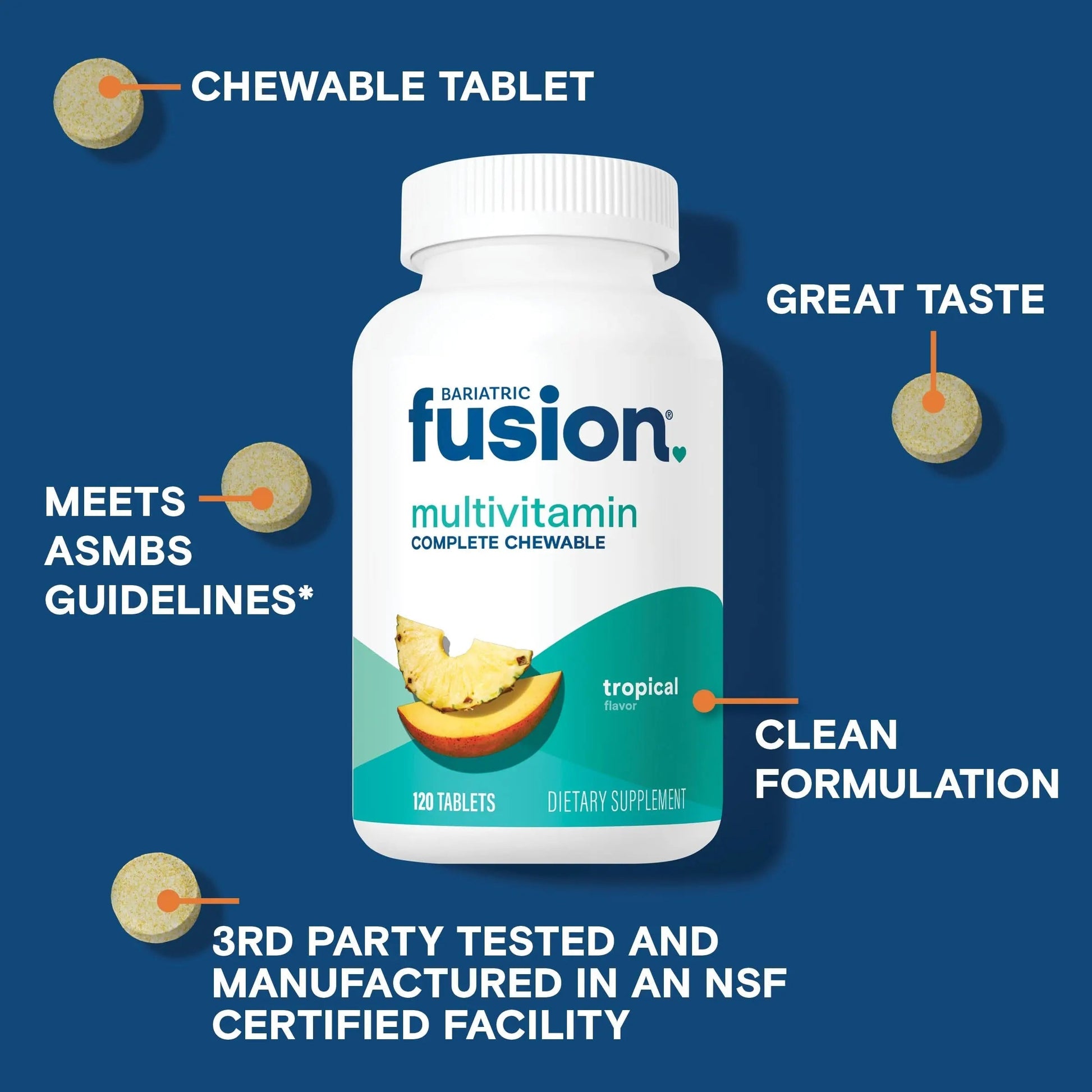 Bariatric Fusion Bariatric Multivitamin with Iron Complete Chewable | Tropical Flavor | Post Bariatric Vitamins Bariatric FusionAu supplements