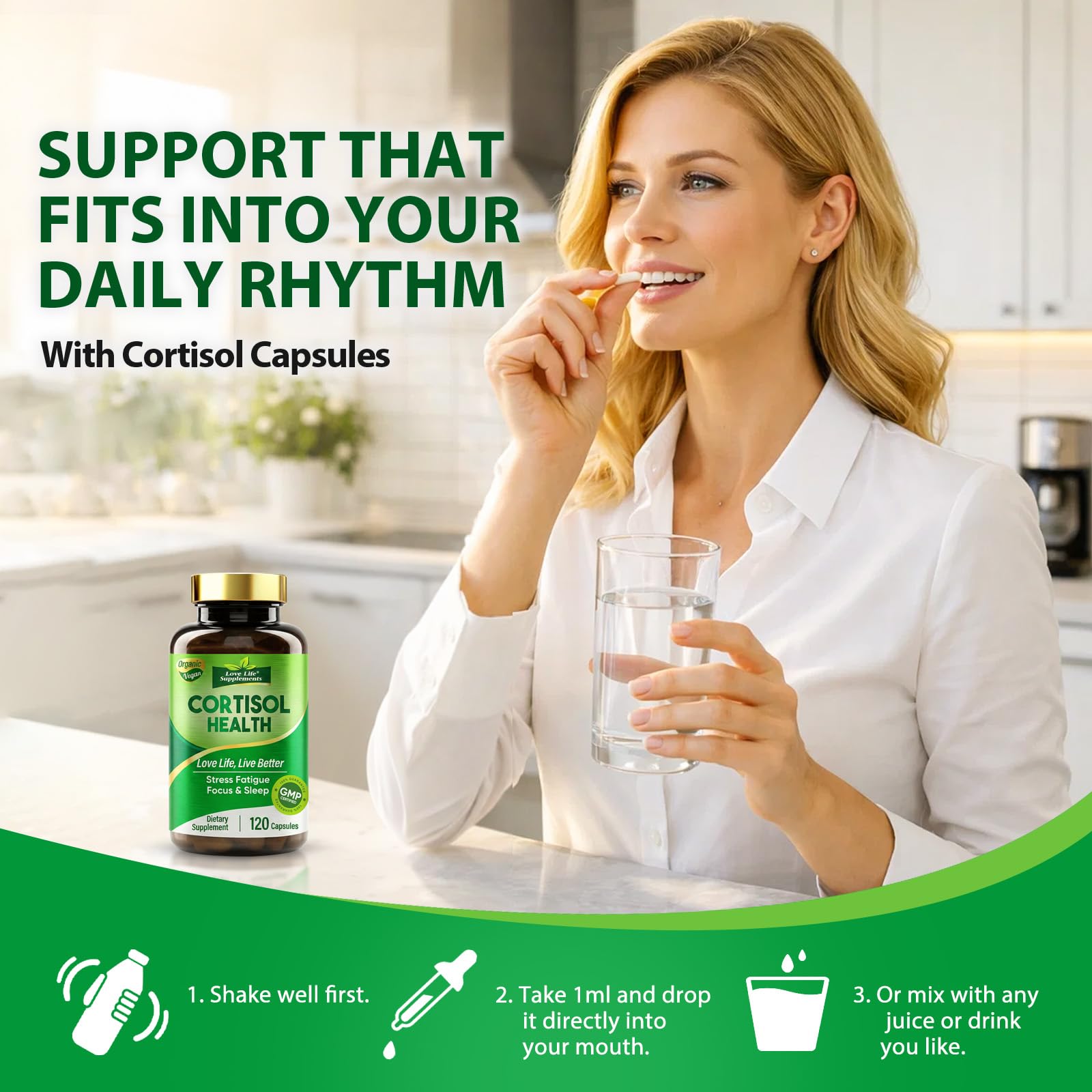 Cortisol Supplements for Women/Men, Advanced Stress & Cortisol Support with Ashwagandha & Rhodiola Rosea, Promotes Relaxation, Mood, Focus, and Restful Sleep for Men and Women, 120 Capsules Love Life SupplementsAu supplements