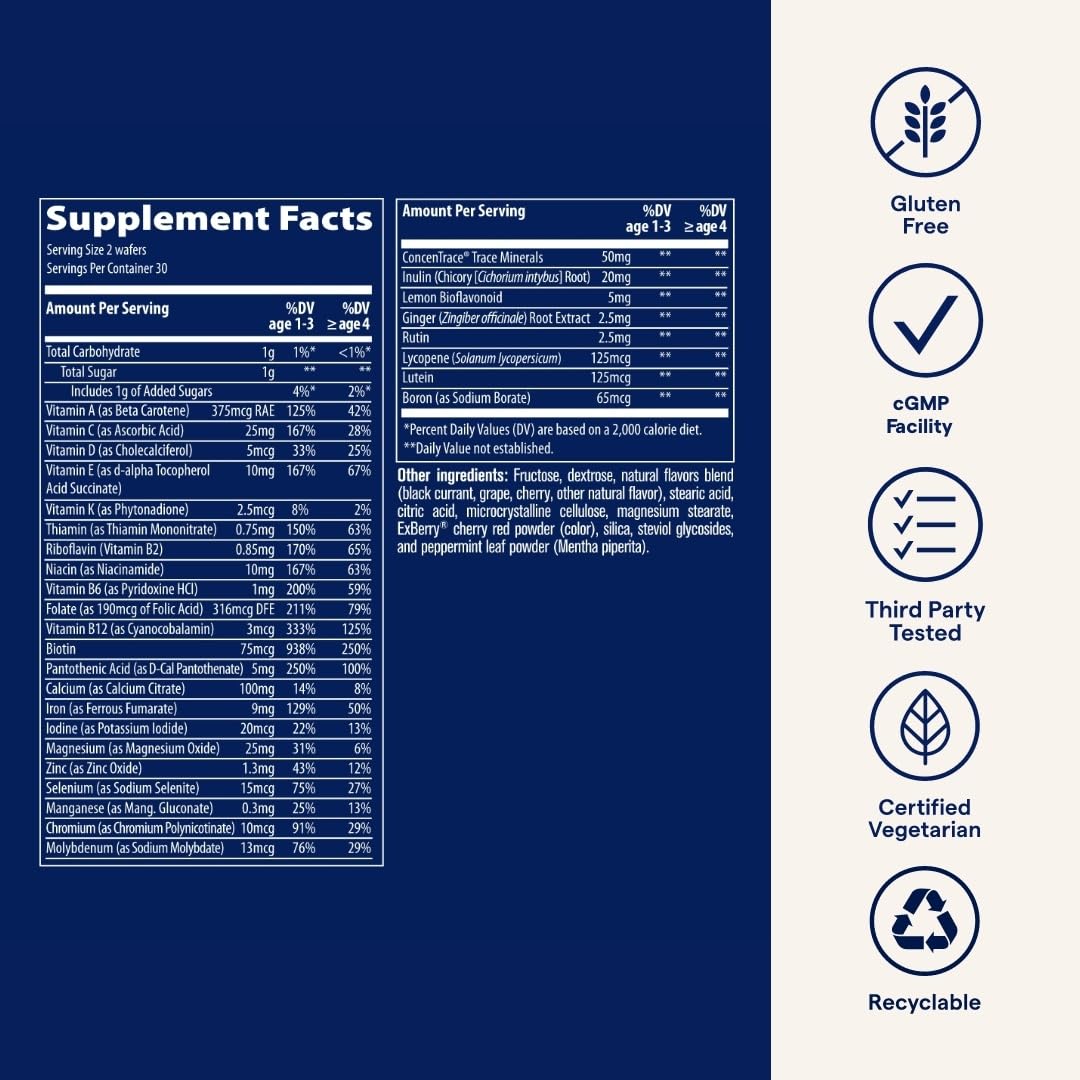 Trace Minerals Complete Children's Chewable - Gluten-Free Multivitamin for Kids - Chewable Multivitamin Supplement to Support Health & Development - 60 Chewable Wafers (30 Servings) Trace MineralsAu supplements