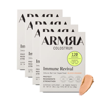 ARMRA Colostrum™ Premium Powder, Grass Fed, Gut Health Bloating Immunity Skin & Hair, Contains 400+ Bioactive Nutrients, Potent Bioavailable, Keto, Gluten & Fat Free (Blood Orange 30｜Blood Orange 60) ARMRAUS supplements
