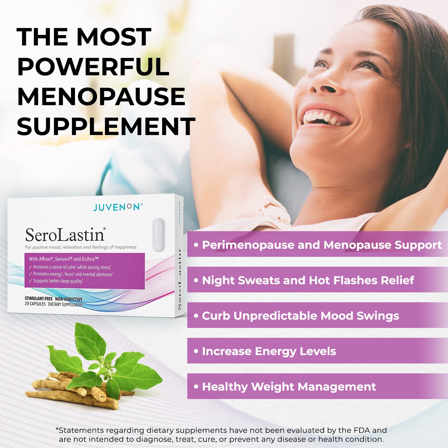 Juvenon Menopause Supplements for Women Mood Support, Hot Flashes Relief, Peri JuvenonUS supplements