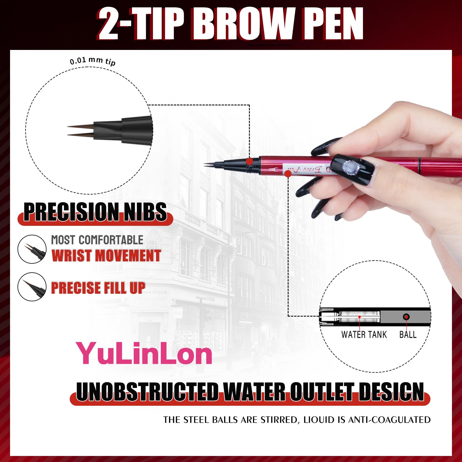 YuLinLon Double-Headed Brow Pen, Ultra-Precise Hair-Like Strokes, Long-Lasting Waterproof Makeup, Available in 5 Natural Shades (3#Dark Brown) YulinlonAu supplements