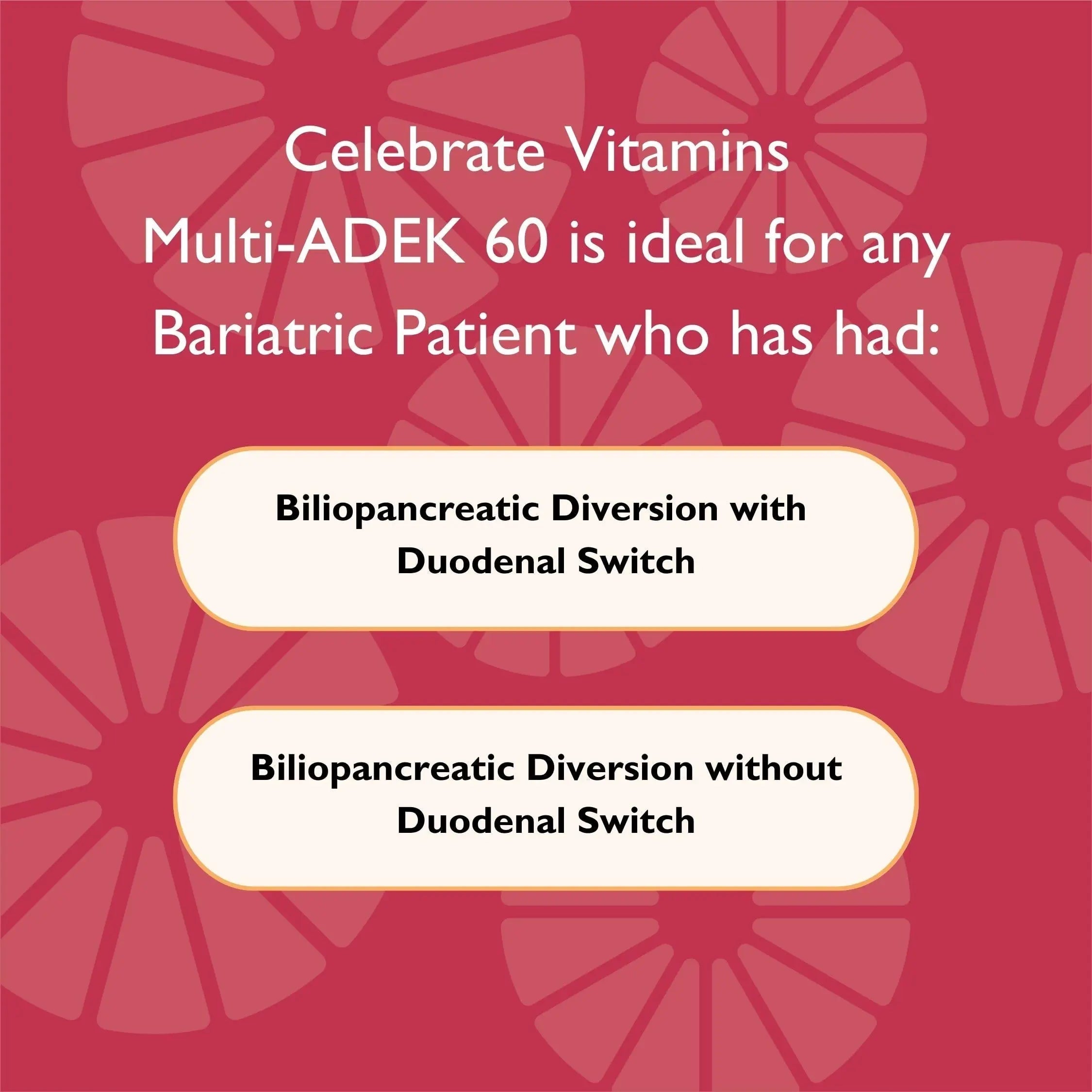 Celebrate Vitamins Multi ADEK Chewables, 60mg Iron - Daily Bariatric Multivitamin, Vitamins A, D, E, K & B12 for Duodenal Switch Surgery Patients Celebrate Bariatric SupplementsAu supplements