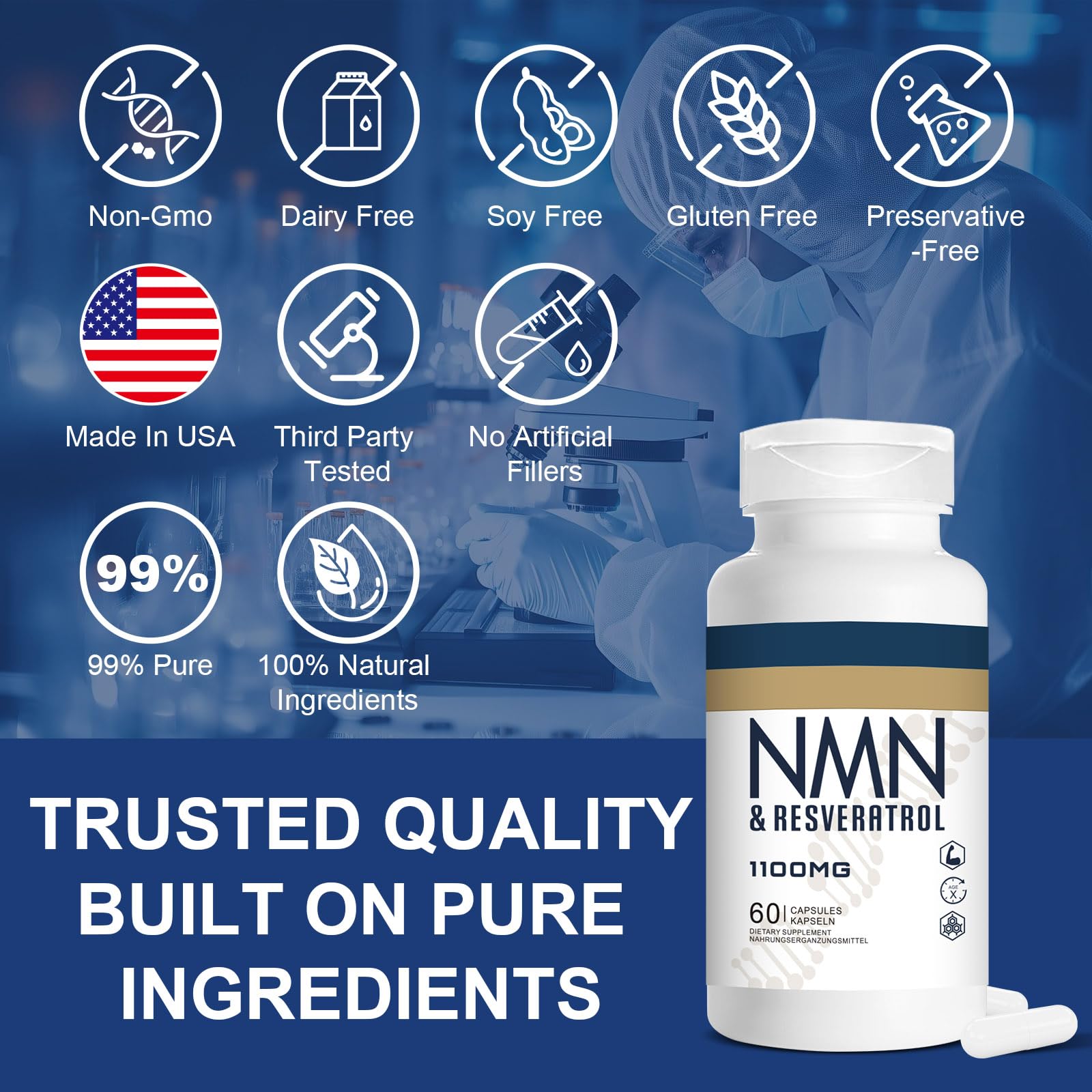 Jeaderly 1100mg NMN & Trans-Resveratrol, 3-in-1 Supplement, 60 Veggie Capsules – Supports NAD+ Boost*, Cellular Energy, Immune Function, Muscle Health & Anti-Aging, 30-Day Supply JeaderlyAu supplements