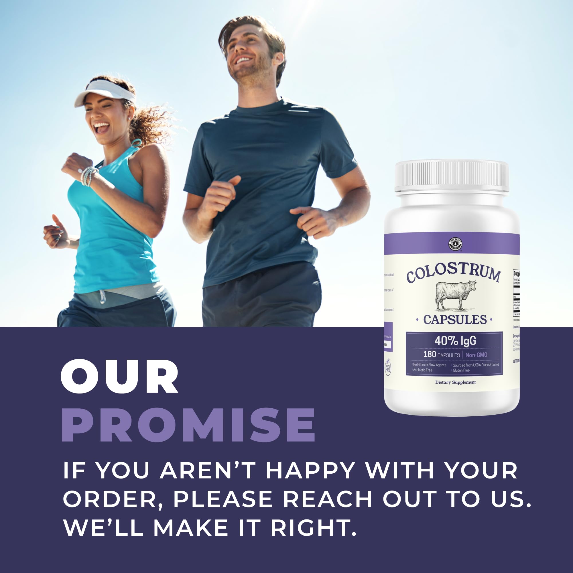 180ct Colostrum Capsules 40% IgG - USA Sourced Bovine Colostrum Powder Left Coast PerformanceUS supplements