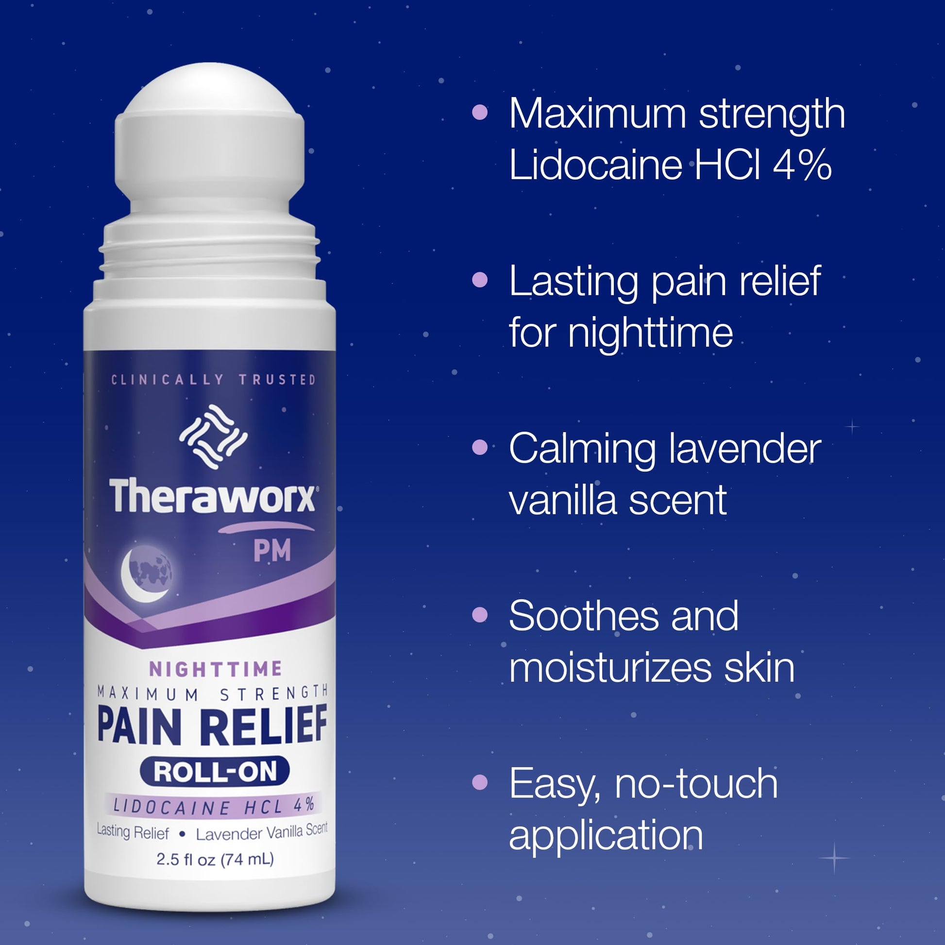 Theraworx Nighttime Maximum Strength Pain Relief Roll-on with Lidocaine – 2.5 oz - 2 Count TheraworxAu supplements
