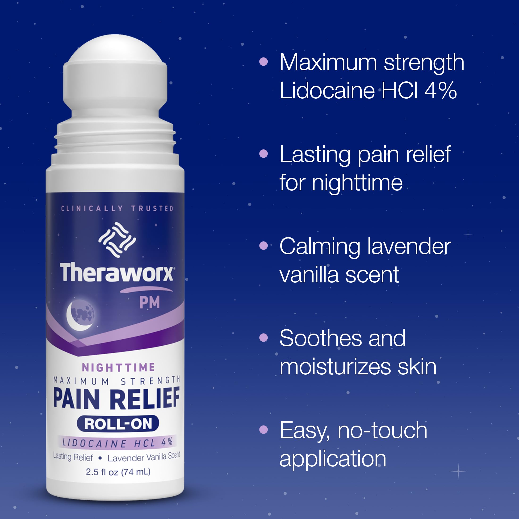 Theraworx Nighttime Maximum Strength Pain Relief Roll-on with Lidocaine – 2.5 oz - 2 Count TheraworxAu supplements