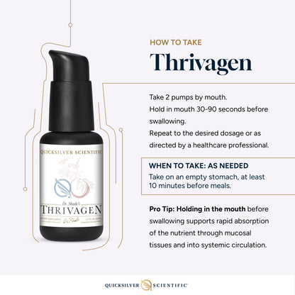 Quicksilver Scientific Thrivagen - Women's Health Supplement with 15 Energy, Hormone Balance & Adrenal Support Botanicals - Adaptogenic Herbs with Shatavari, Rhodiola & Maca Root (1.7oz / 50ml) Quicksilver ScientificUS supplements