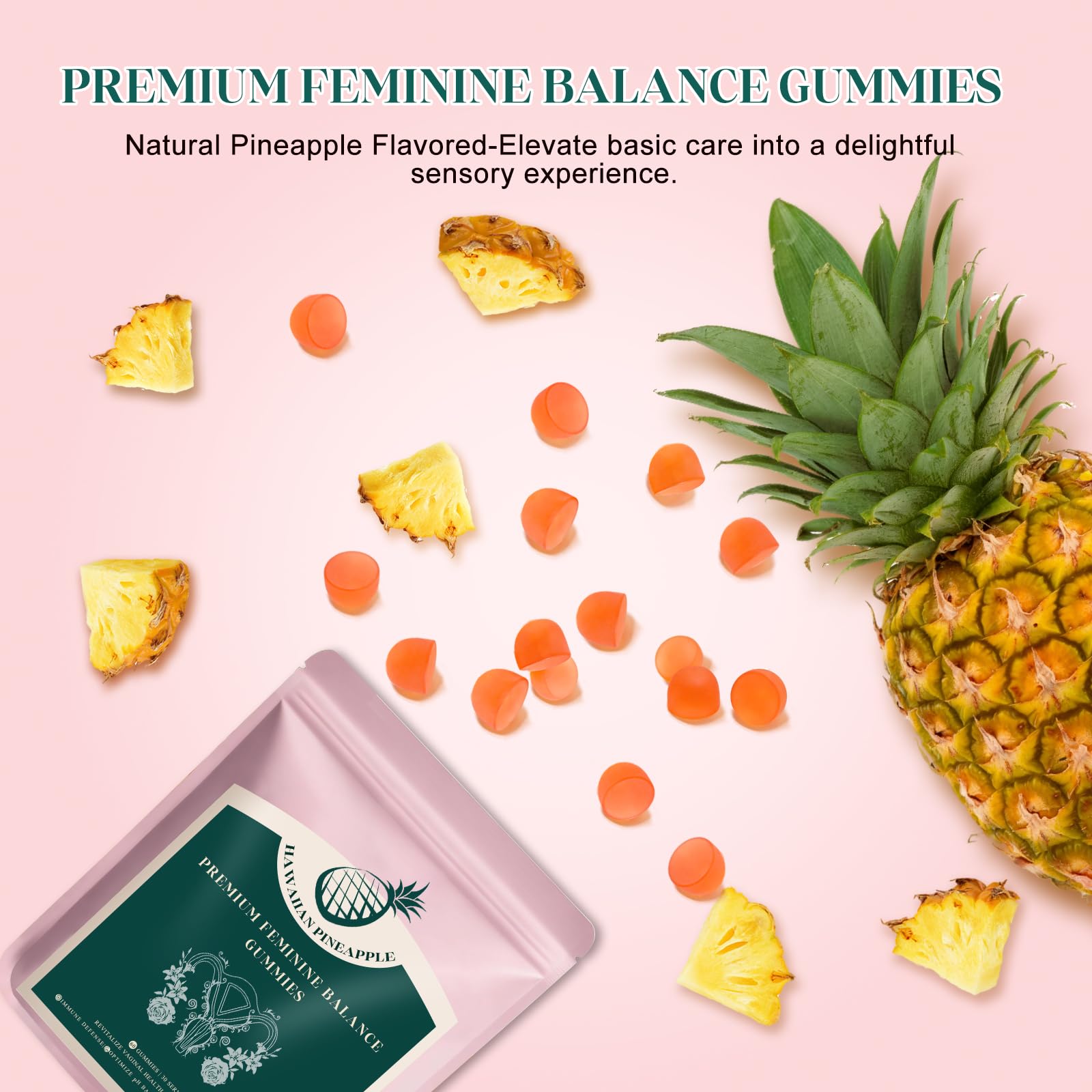 KLKIT Premium Feminine Balance Gummies, Pineapple Vaginal Probiotics for Women, pH Balance Feminine Gummies for Immune Support, Vegan & Gluten Free, 60 Count (30 Servings) KLKITAu supplements