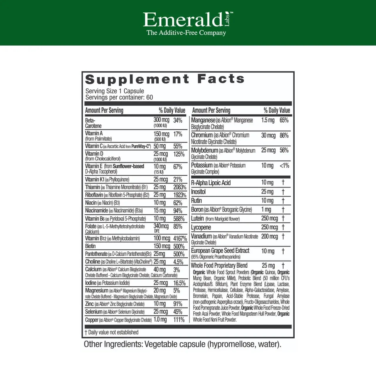 EMERALD LABS Complete 1-Daily Multi - Complete Multivitamin for Men & Women with Vitamin C, Methylated Folate, Whole-Food Blend & More EMERALD LABSAu supplements
