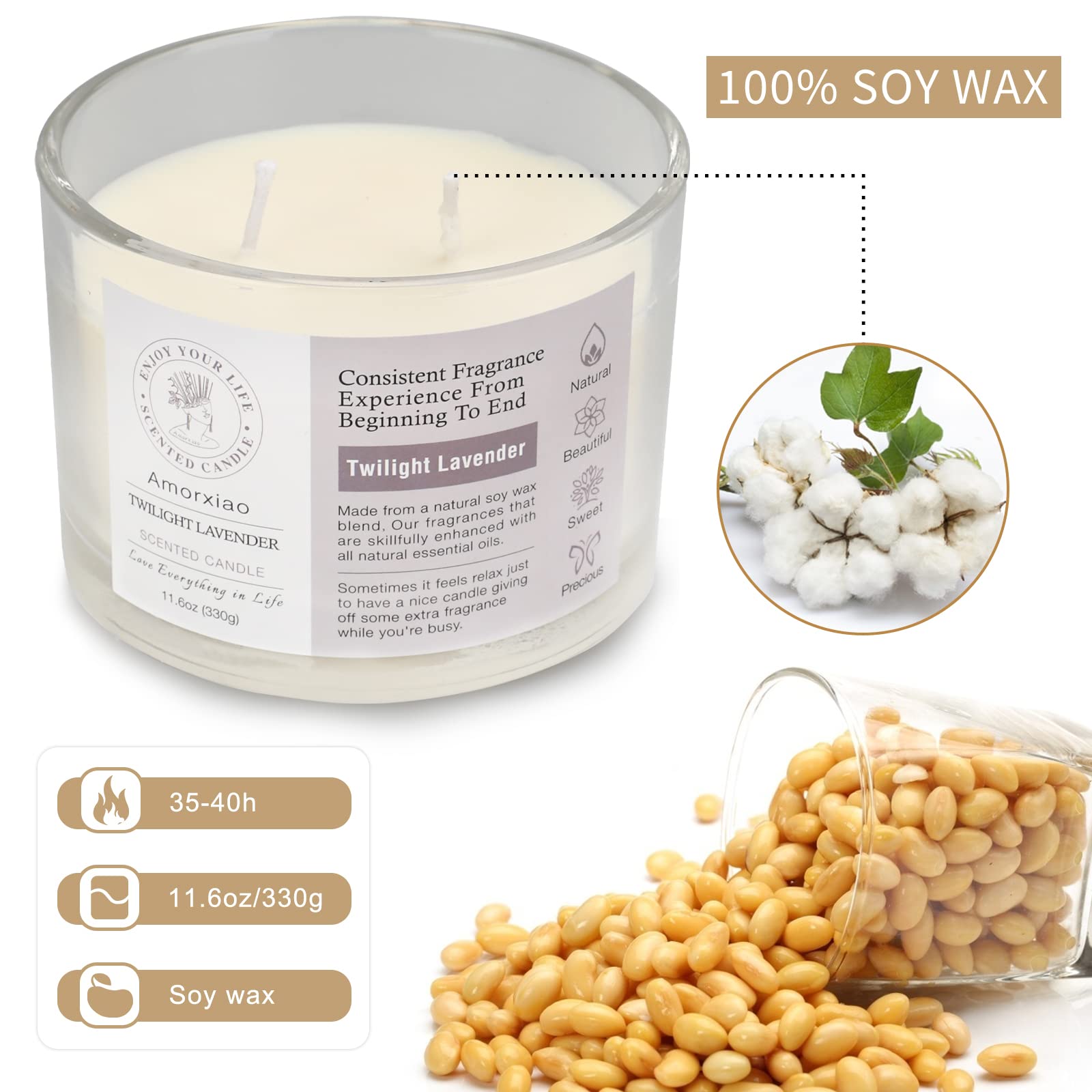 3 Pack Candles for Home Scented, 34.8 oz 240 Hour Long Lasting Candles Set, Grapefruit &Lavender ROSIANSAu supplements