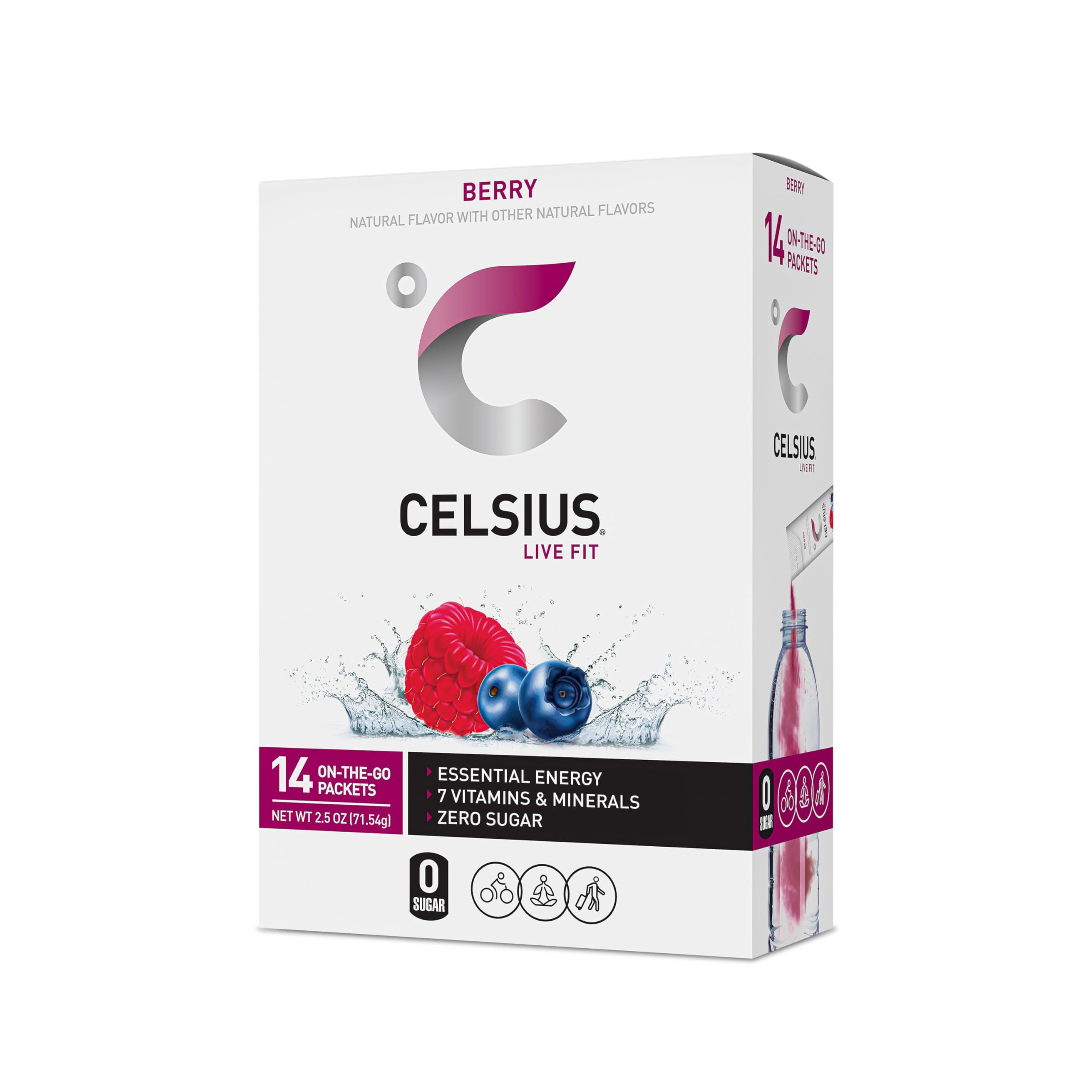 CELSIUS On-the-Go Powder Stick Packs, Zero Sugar (14 Sticks per Pack), Berry, 2.5 Ounce CELSIUSUS supplements
