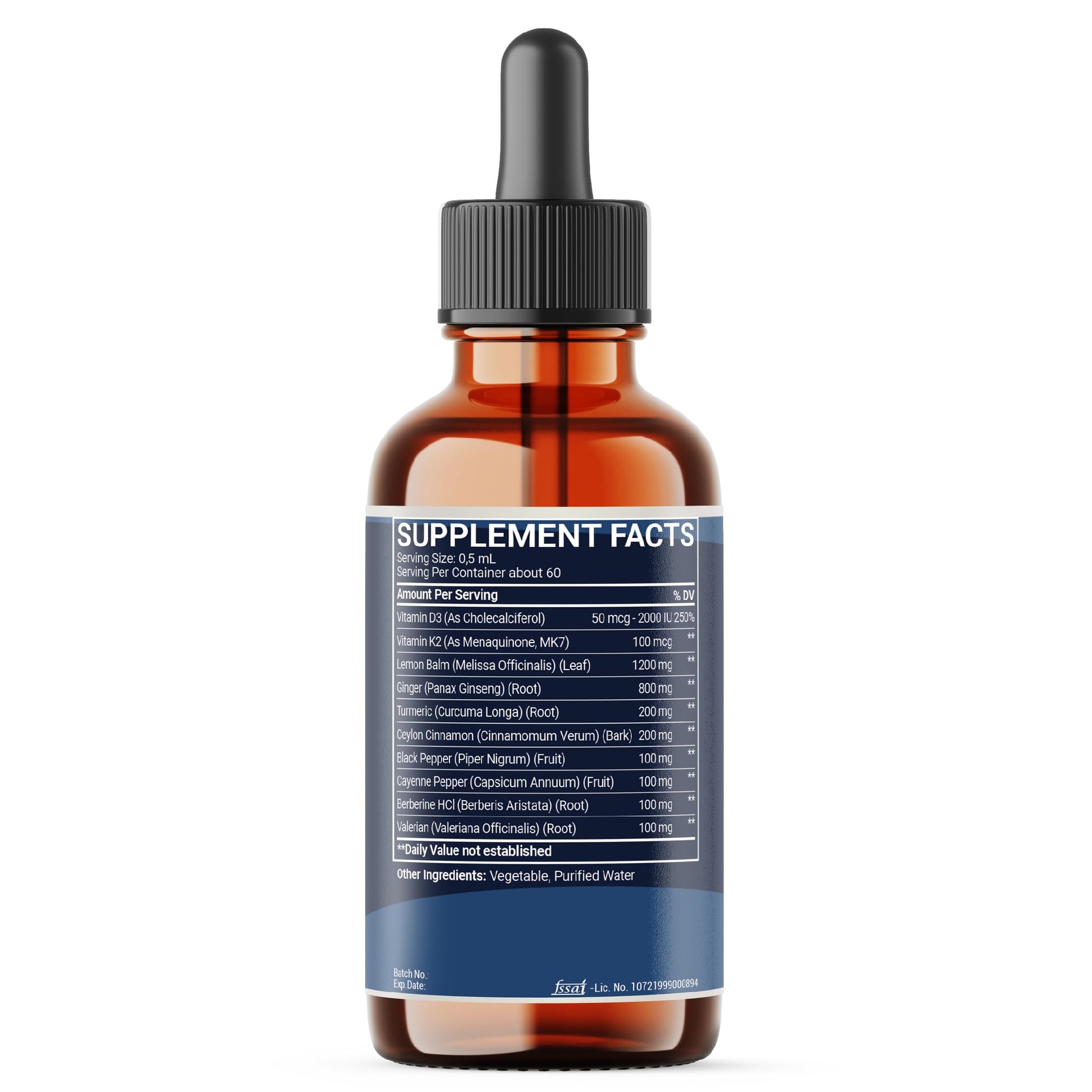 10in1 Lemon Balm Liquid Drops Blend Includes Vitamin D3, Vitamin K2, Lemon Balm, Ginger, Turmeric, Ceylon Cinnamon, Black Pepper, Cayenne Pepper, Berberine, Valerian Root - 1 FL Oz - 2 Month Supply MeciscoAu supplements