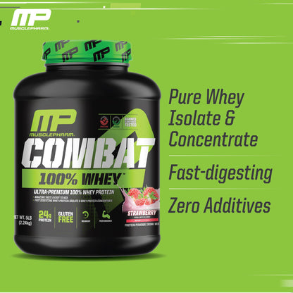 MusclePharm Combat 100% Whey Protein Powder, Strawberry Cream Flavor Muscle PharmUS supplements