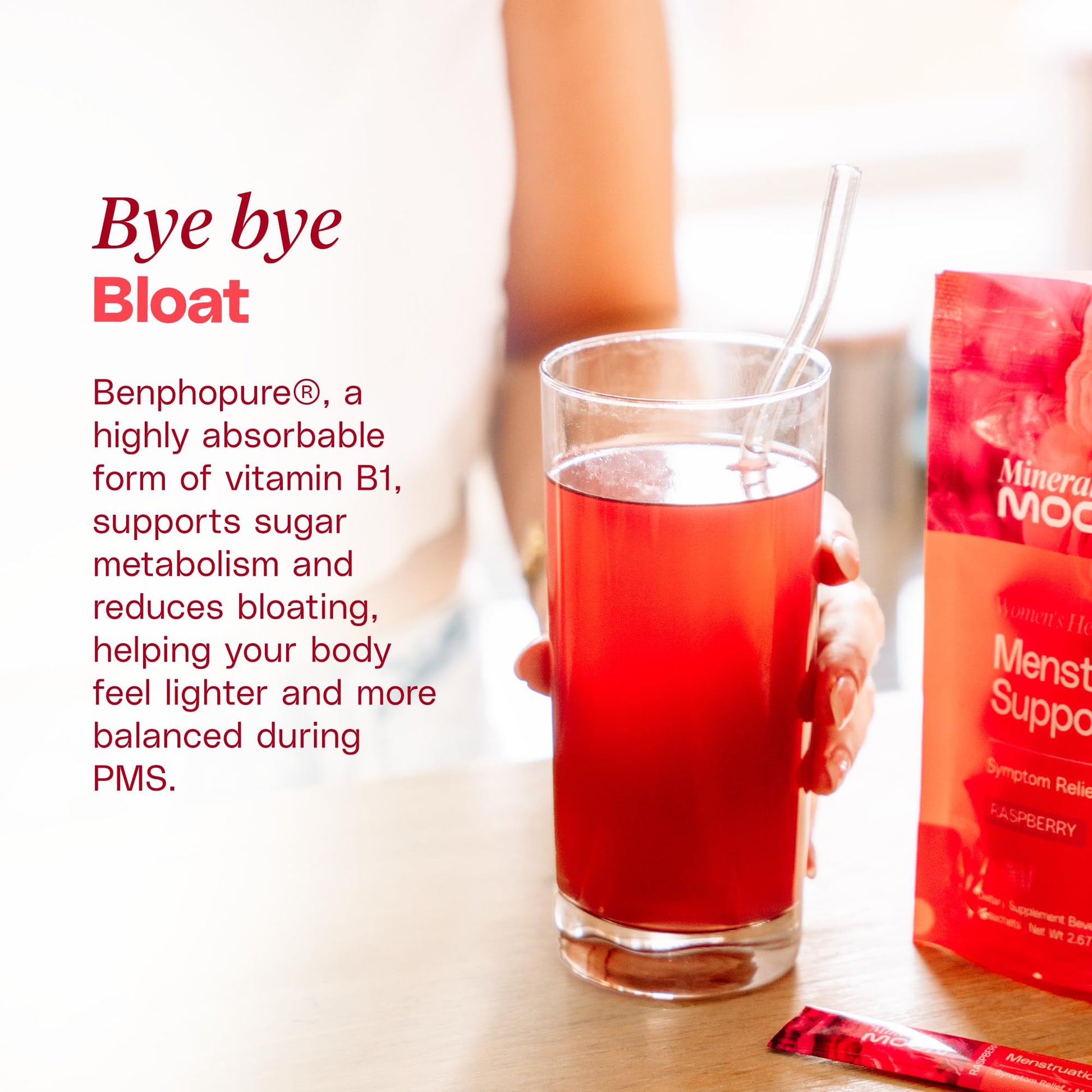 Mineral Moon Premium Menstruation Support - 14 Sachets Raspberry Drink - Hormonal Balance & PMS Support - Reduce Period Cramps, Fatigue & Nausea -with Magnesium Bisglycinate, BenfoPure B1 & Vitamin B6 Mineral MoonAu supplements