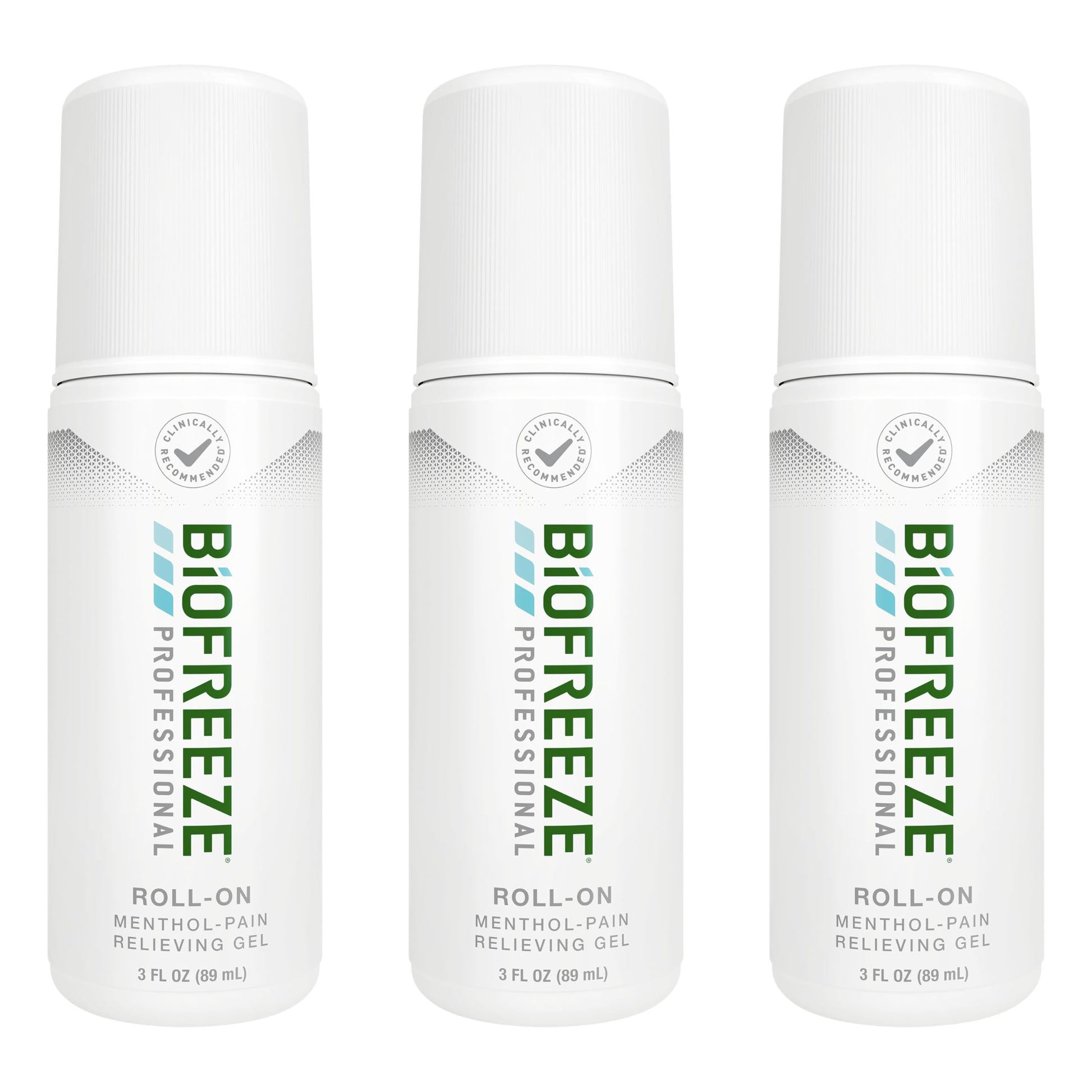 Biofreeze Professional Pain Relief Roll On, Travel Size Arthritis Discomfort Reliever, Fast Acting & Long Lasting Formula, Cooling Menthol Gel 3 Fl Oz (Pack of 3) BiofreezeAu supplements
