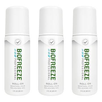 Biofreeze Professional Pain Relief Roll On, Travel Size Arthritis Discomfort Reliever, Fast Acting & Long Lasting Formula, Cooling Menthol Gel 3 Fl Oz (Pack of 3) BiofreezeAu supplements