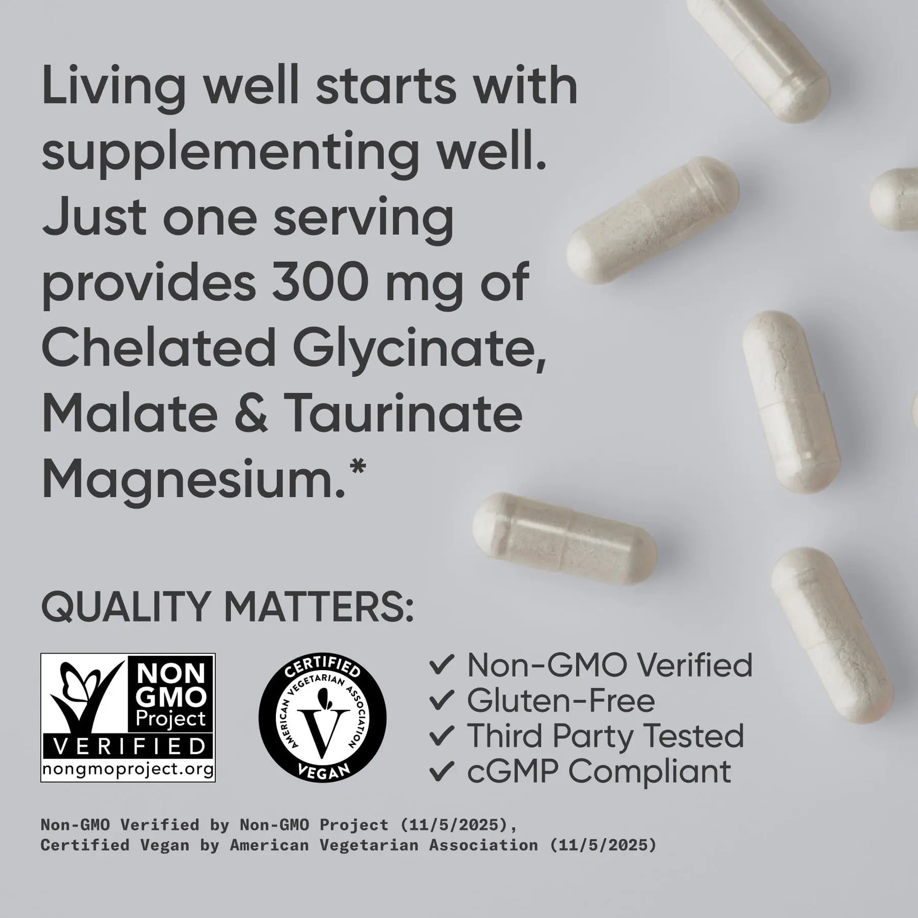 Sports Research® Chelated Triple Magnesium Complex with Glycinate, Taurinate & Malate (Chelamax®) for Enhanced Bioavailability* - 300 mg per Serving, Non-GMO, Certified Vegan, 120 Veggie Capsules Sports Researchnz supplements