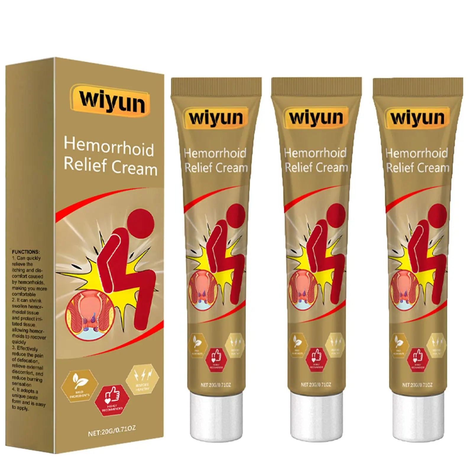 KUNLEN Herbal Hemorrhoids Cream, Chinese Hemorrhoid Creams, Body Care Cream for Men and Women (3pcs) KUNLENAu supplements