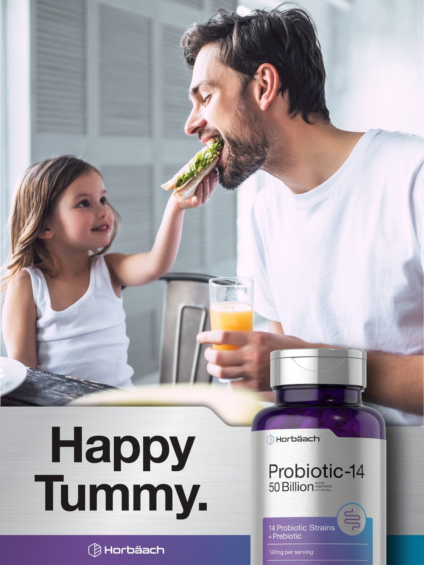 Horbäach Probiotics with Prebiotics | 60 Capsules | 50 Billion Active Organisms | Non-GMO HorbäachUS supplements
