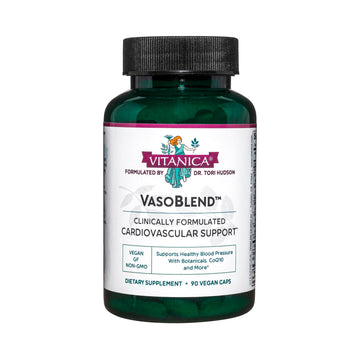 Vitanica VasoBlend - Heart Health Supplement with Folic Acid, Magnesium, CoQ10 & Terminalia Arjuna Bark - Heart Health Supplement - Consumer Line - 90 Vegan Caps VitanicaAu supplements