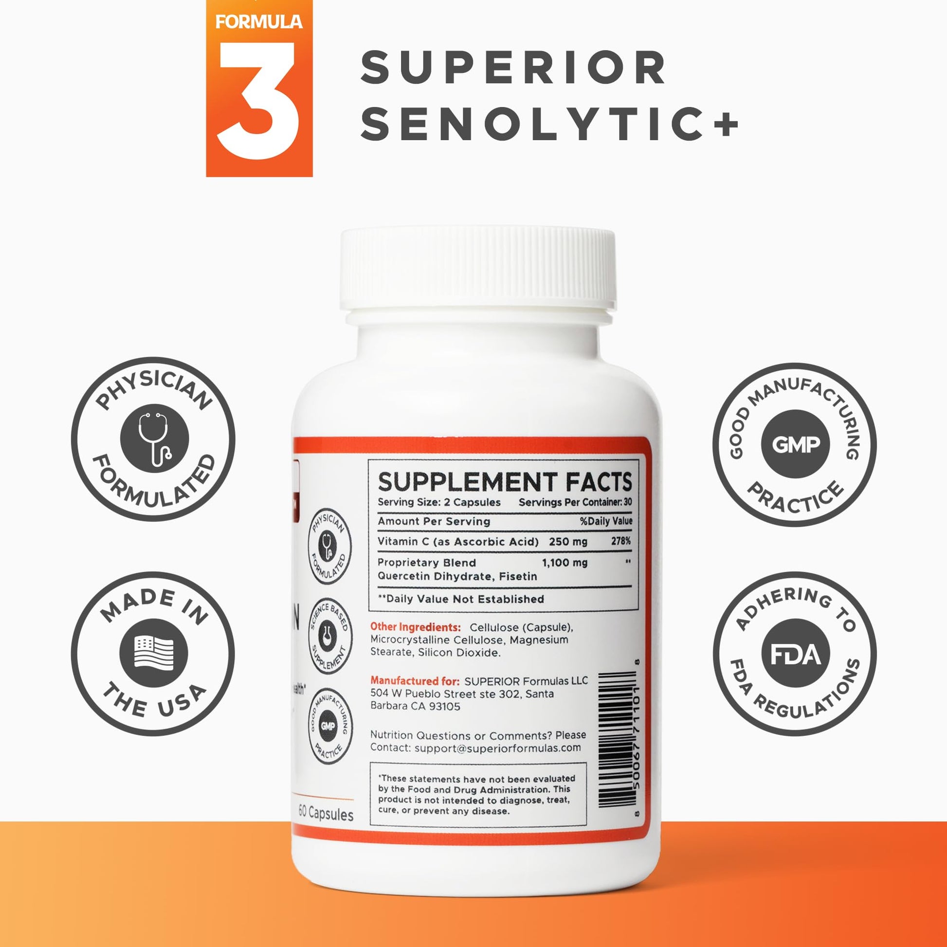 Superior Formulas | Superior SENOLYTIC+ | Fisetin-Quercetin Complex | Physician-Formulated and Science-Based Supplement for Adults 18+ | Promotes Cellular Repair | Boosts Longevity & Healthspan Superior Formulas LLCAu supplements