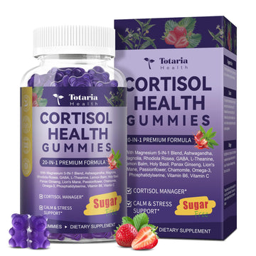 Cortisol Supplements for Women & Men 20-in-1 Cortisol Gummies with Ashwagandha Rhodiola Rosea Magnesium Phosphatidylserine Calm Focus Mood Support Healthy Cortisol Levels 30 Day Supply TotariaAu supplements