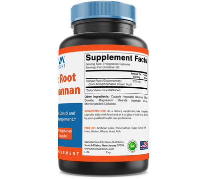 Nova Nutritions 2 Pack Konjac Root Glucomannan Capsules 2000 mg/Serving Veggie Caps Nova NutritionsUS supplements